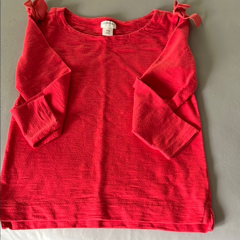 Crewcuts Red Long Sleeve Tee with Shoulder Bows